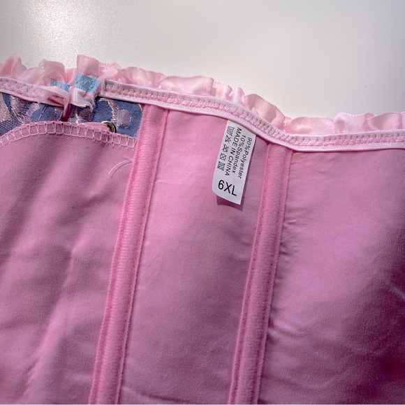 Pink and blue corset with ruffles and bows - Picture 2 of 6